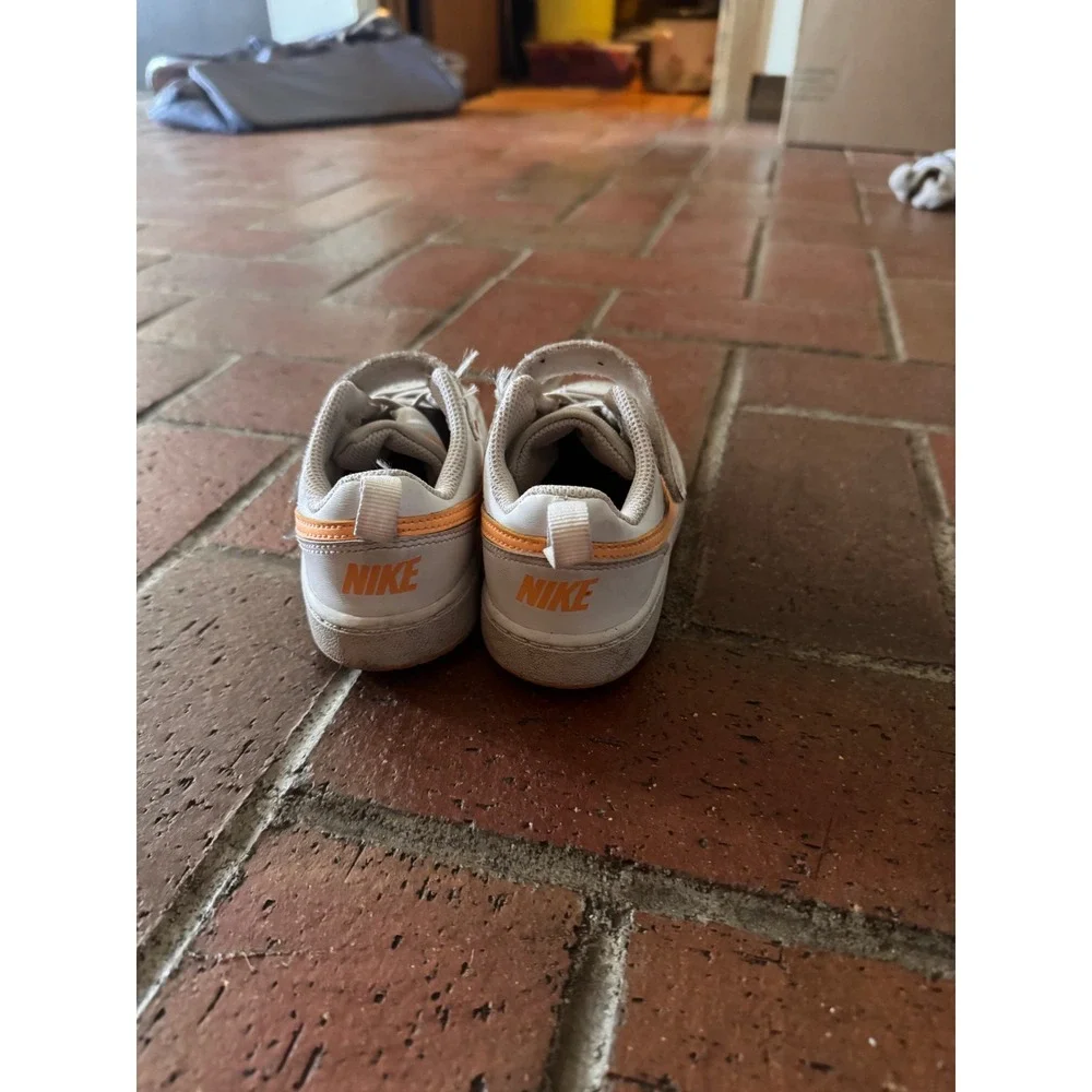 Nike Court Borough Low 2 White Orange Kids Sneakers DV5458-101 Size 10C